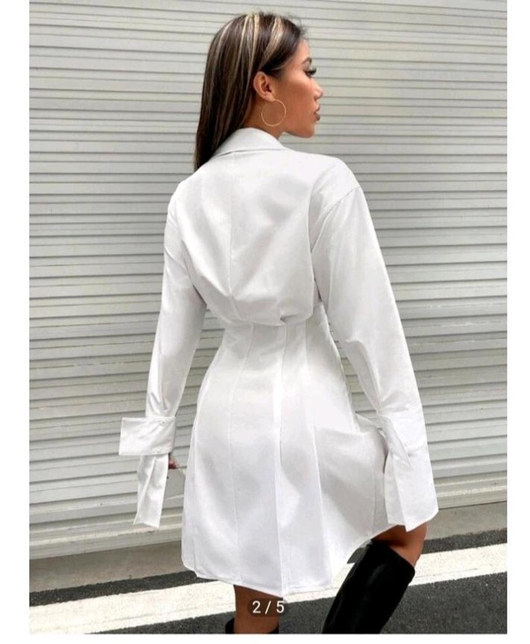 SHEIN Новое платье рубашка размер 46 M/L белое туника с длинным рукавом приталенное — фото 2