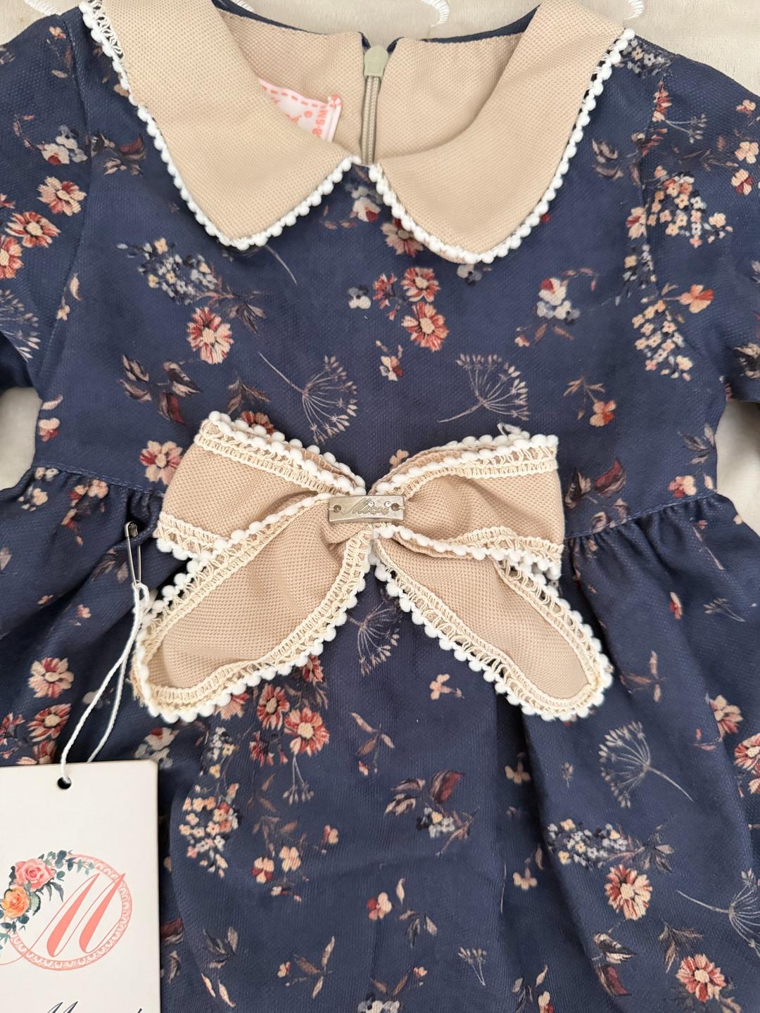 kids fashion Платье для девочки с цветочным принтом и бантом — фото 2