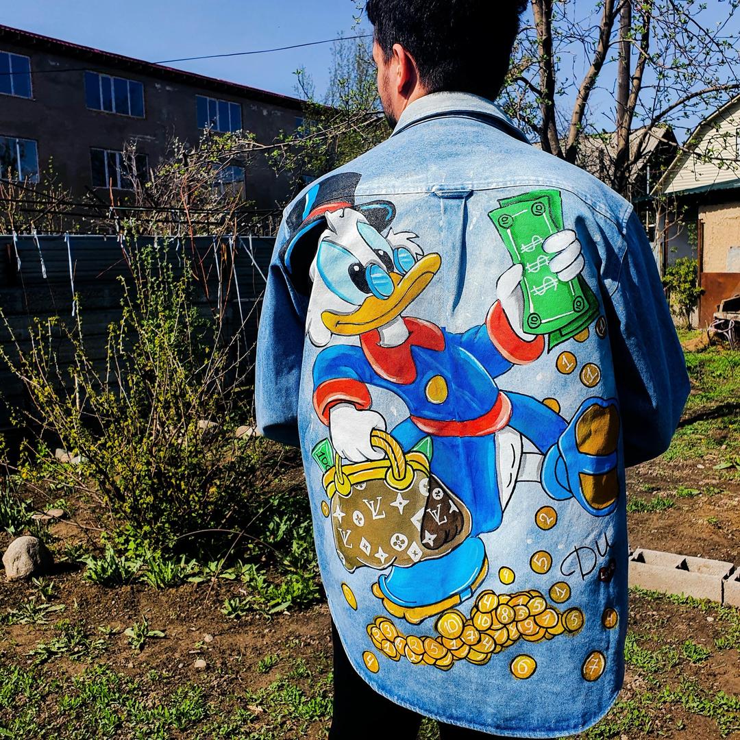 Handmade (ручная работа) Джинсовая куртка с ручной росписью — фото 2