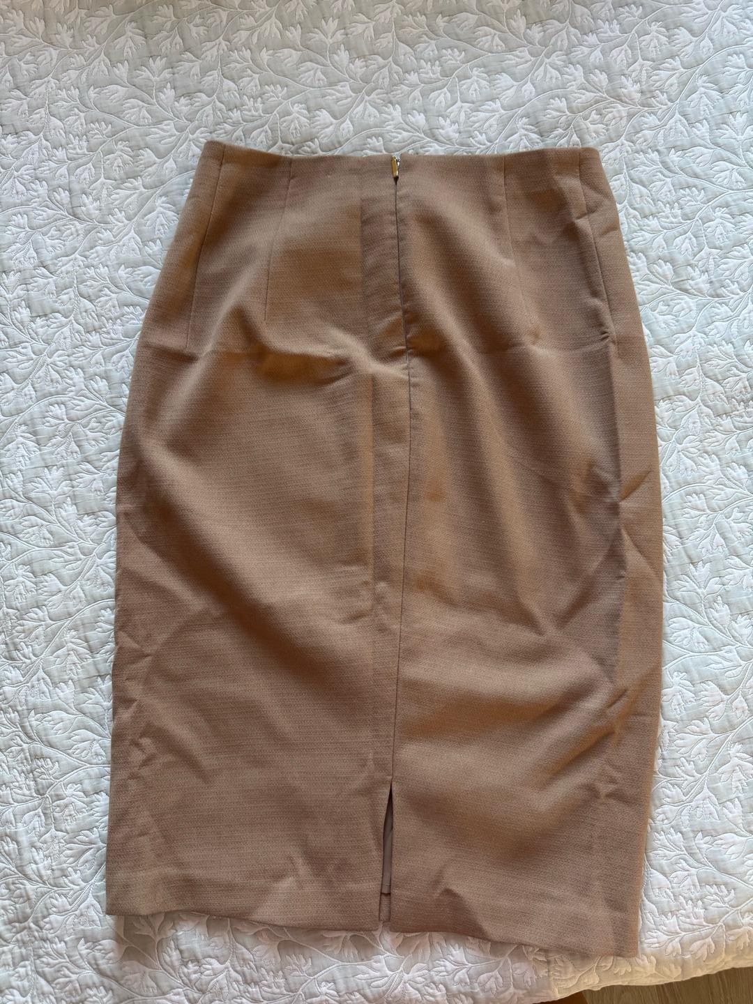 Mango Юбка-карандаш Mango Suit, бежевая (кэмел), высокая посадка, EUR 36 (S) — фото 2