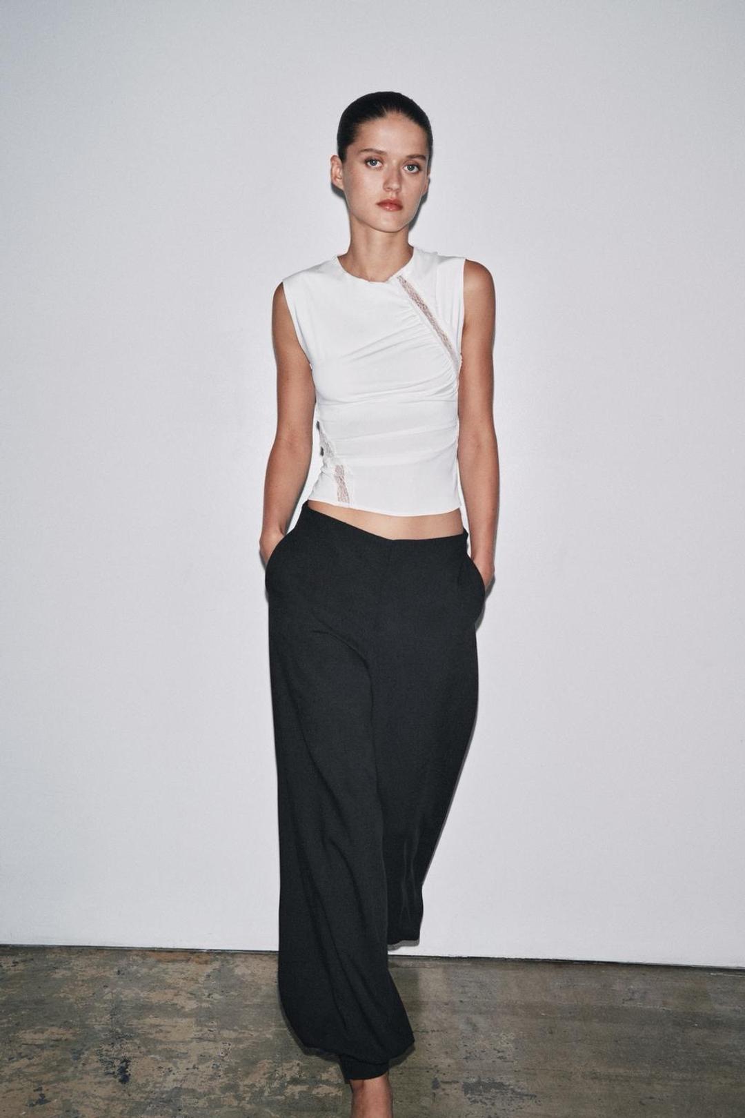 Zara Топ с кружевной вставкой Zara — фото 2