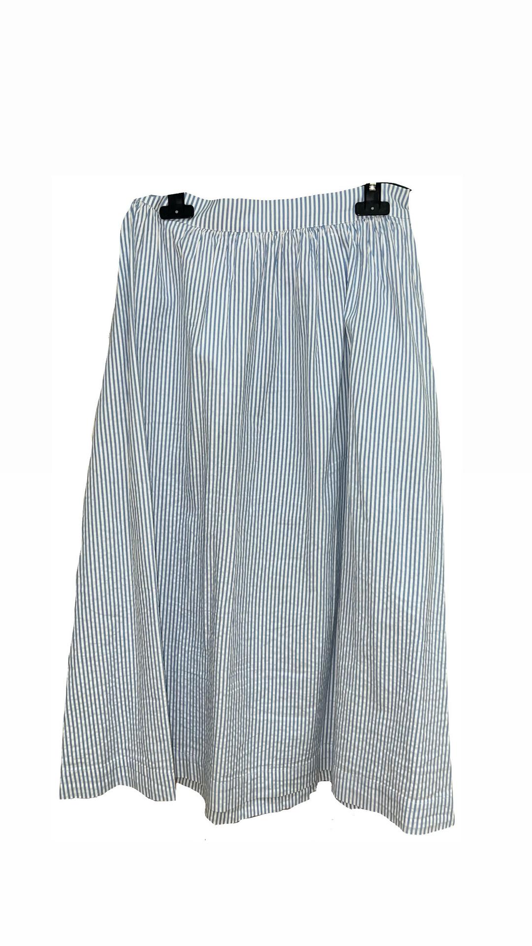 H&M Хлопковая юбка H&M в белую полоску с карманами — фото 2