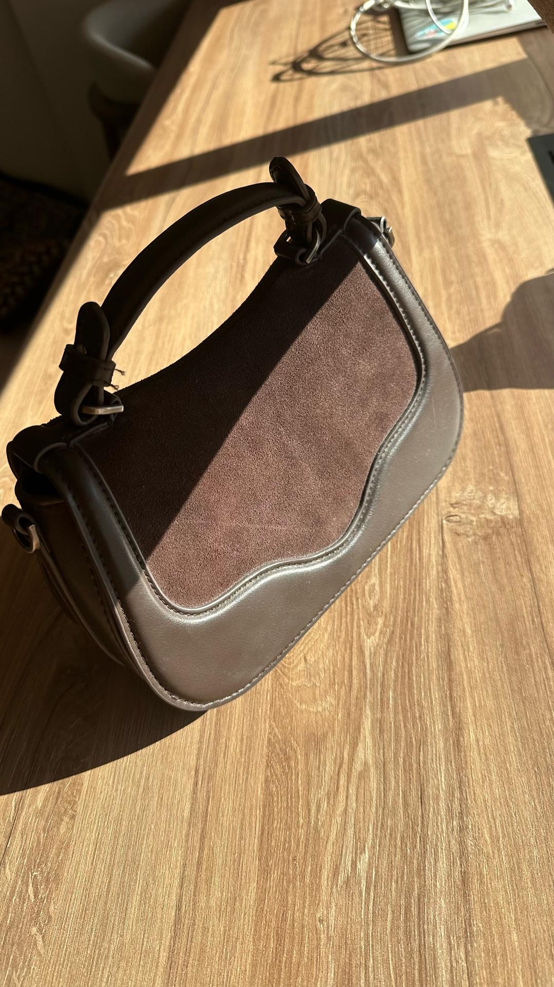 Zara Сумка кросс-боди из комбинированной кожи и замши — фото 2