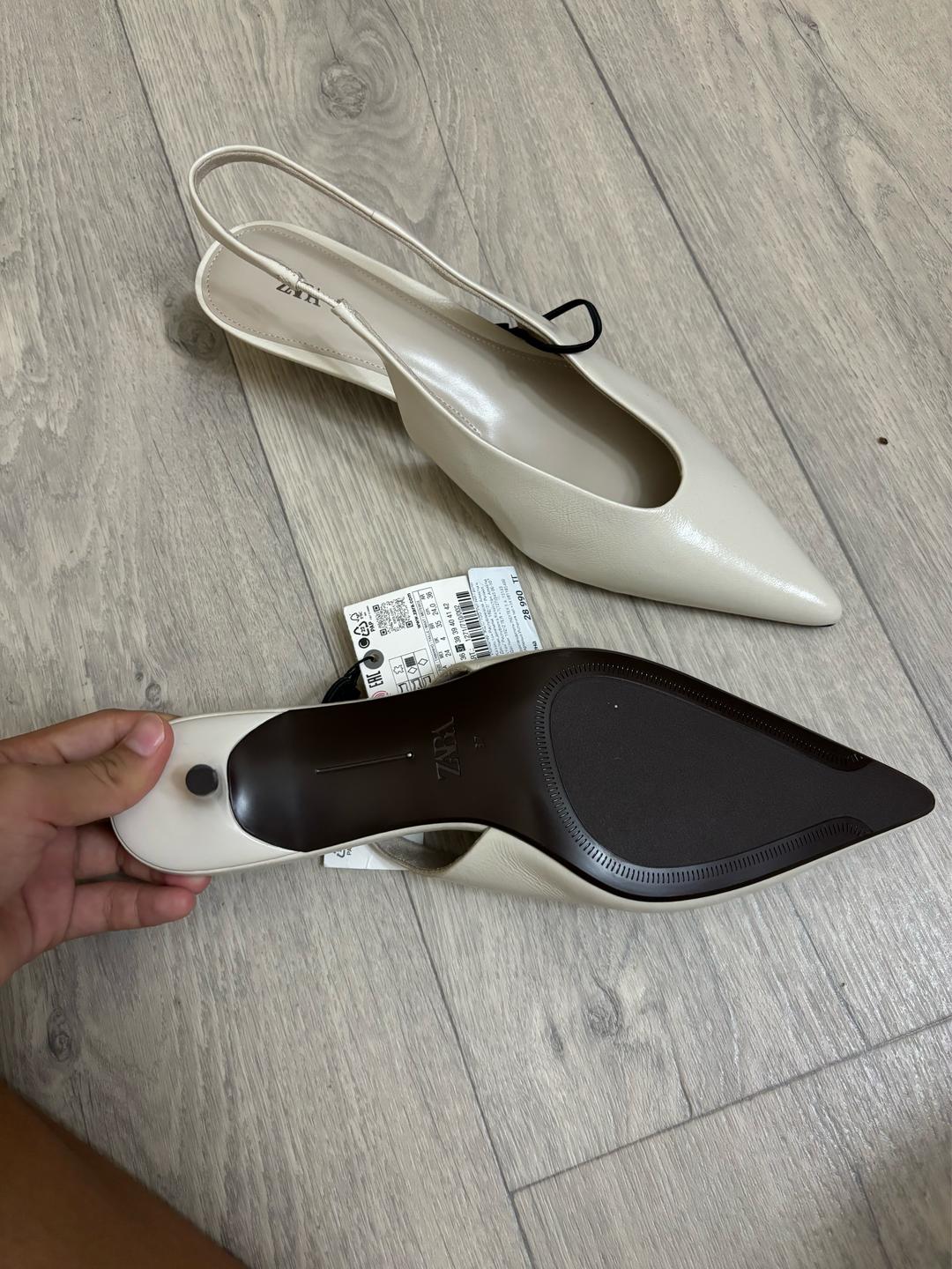 Zara Туфли женские ZARA бежевые из натуральной кожи, размер 37 — фото 2