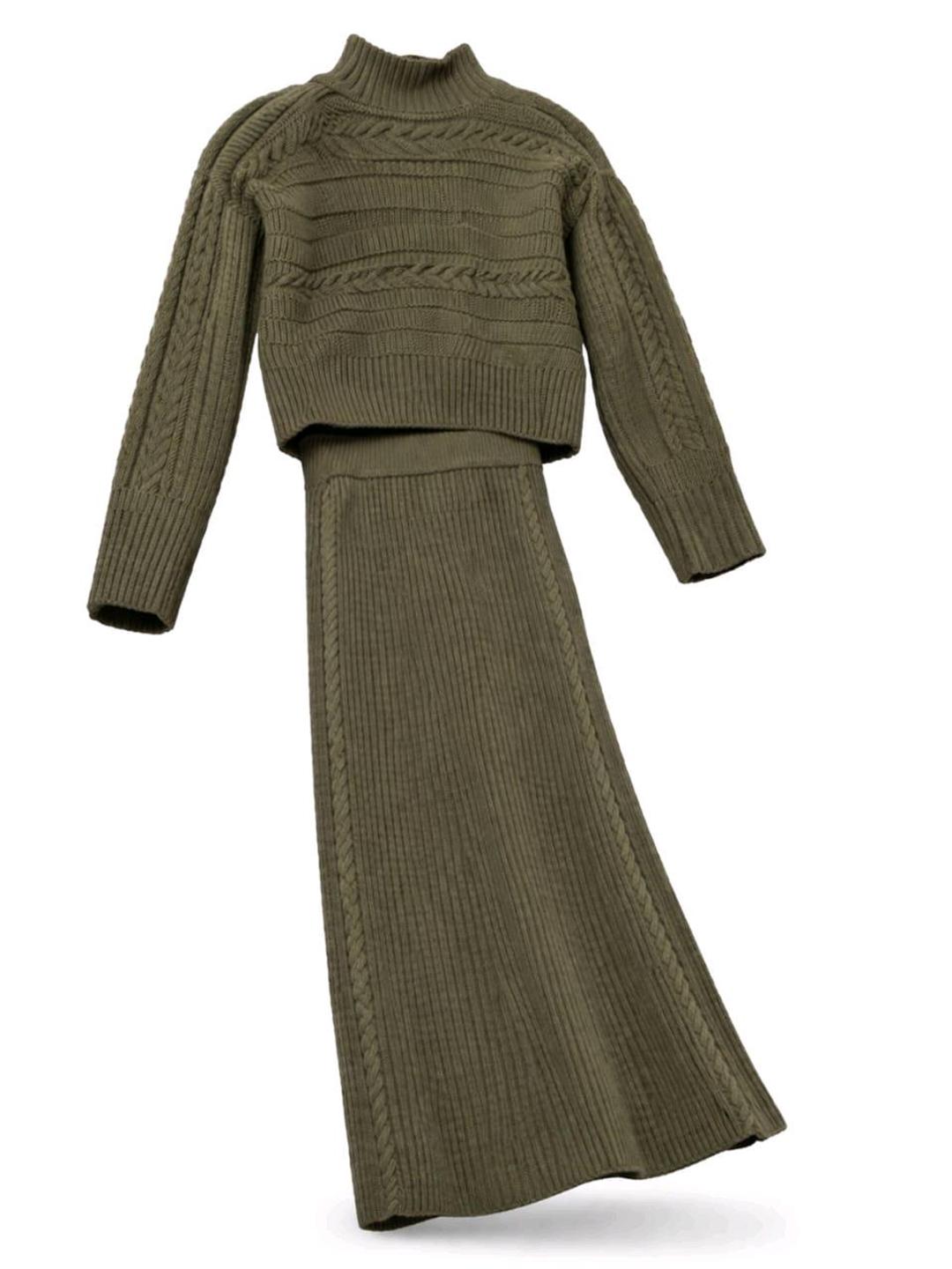 Max Mara Вязаный костюм-двойка (джемпер + юбка макси) в цвете хаки max mara — фото 2