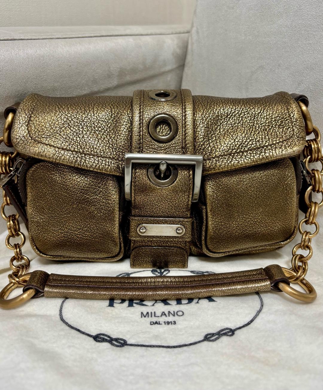 Prada Сумка Prada Bronze Leather Sandalo Mini Pocket Shoulder Bag — фото 2