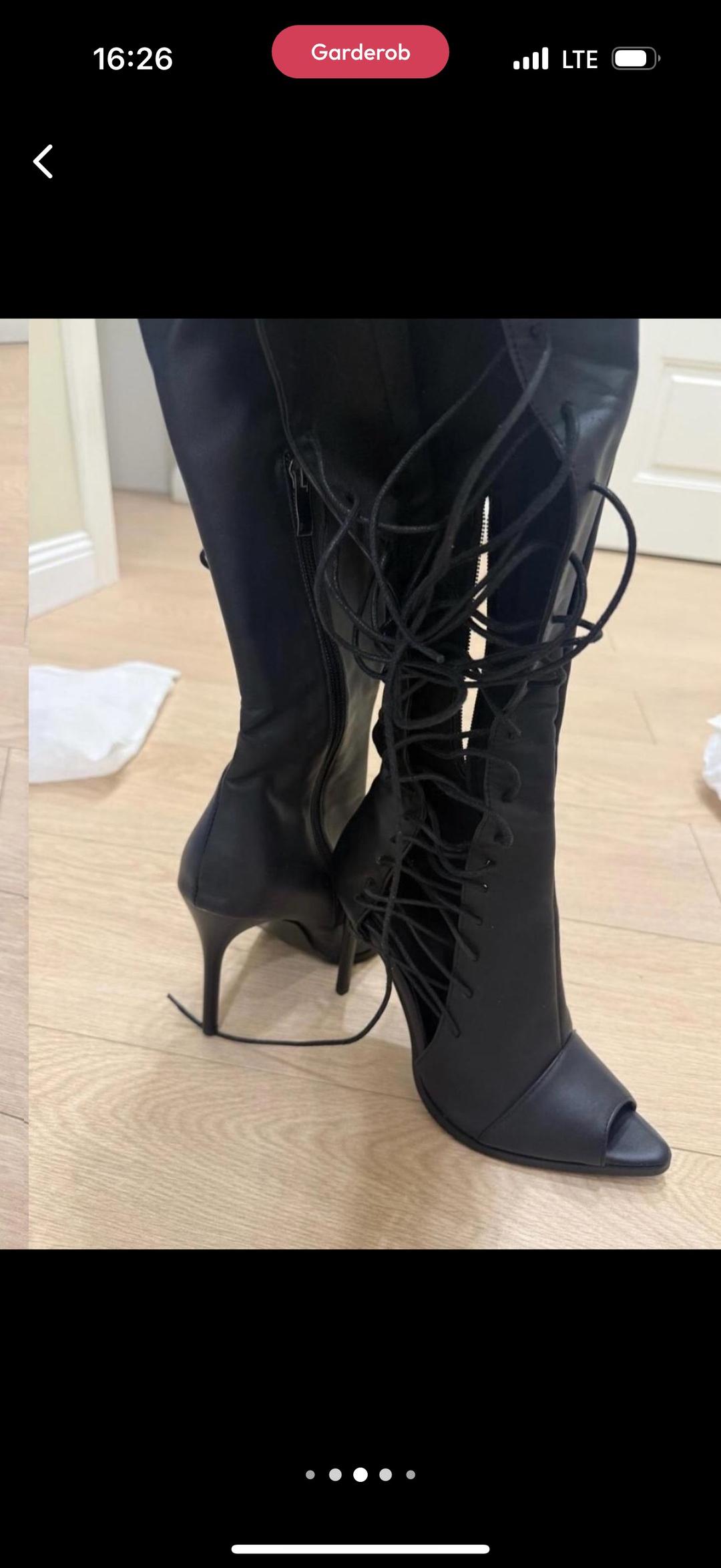 NoName для high heels туфли-ботфорты со шнуровкой и открытым мысом — фото 2