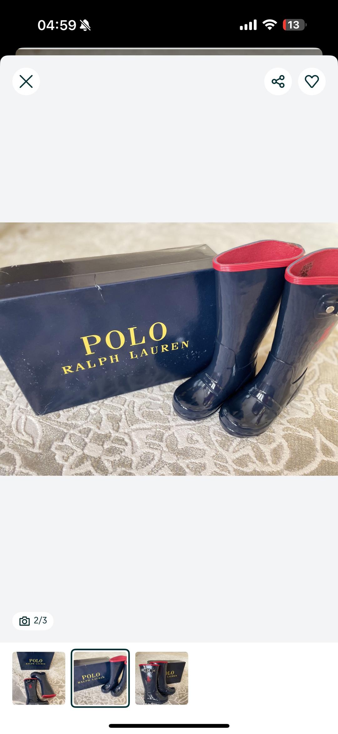 Ralph Lauren Детские резиновые сапоги Ральф Лорен — фото 2