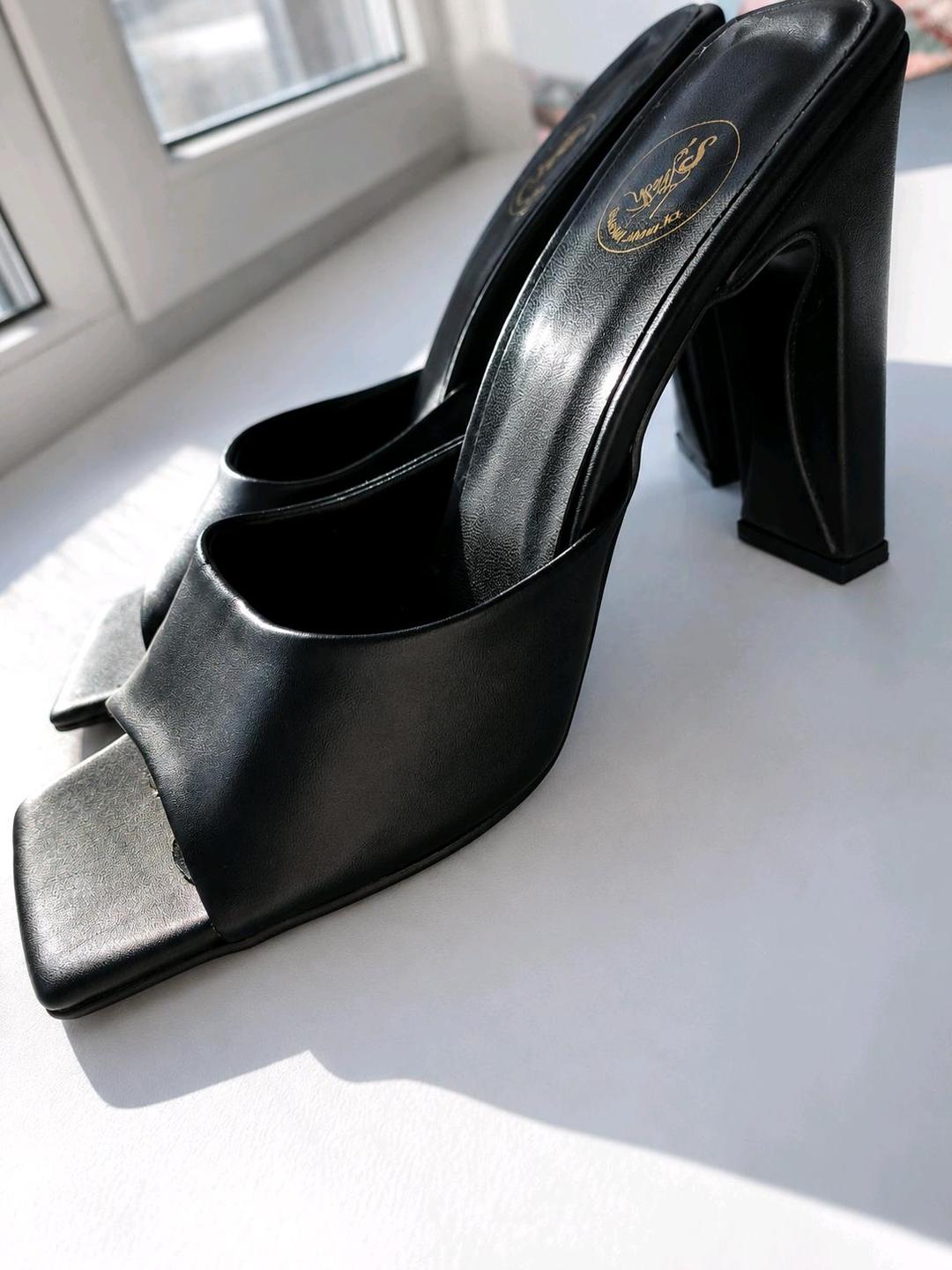sharbat shoes Стильные чёрные мюли на устойчивом каблуке 🖤Элегантные и удобные — фото 2