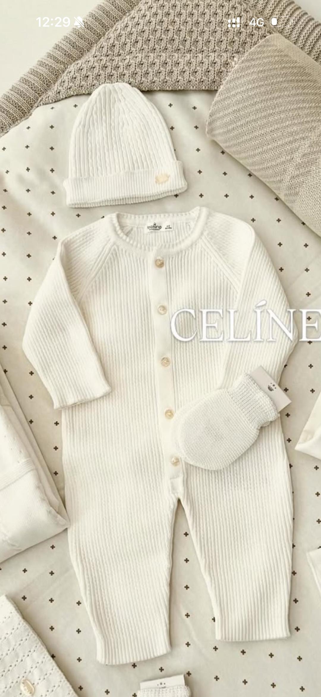 Celine НОВЫЙ вязаный комплект Celine Baby (комбинезон + шапочка) — фото 2