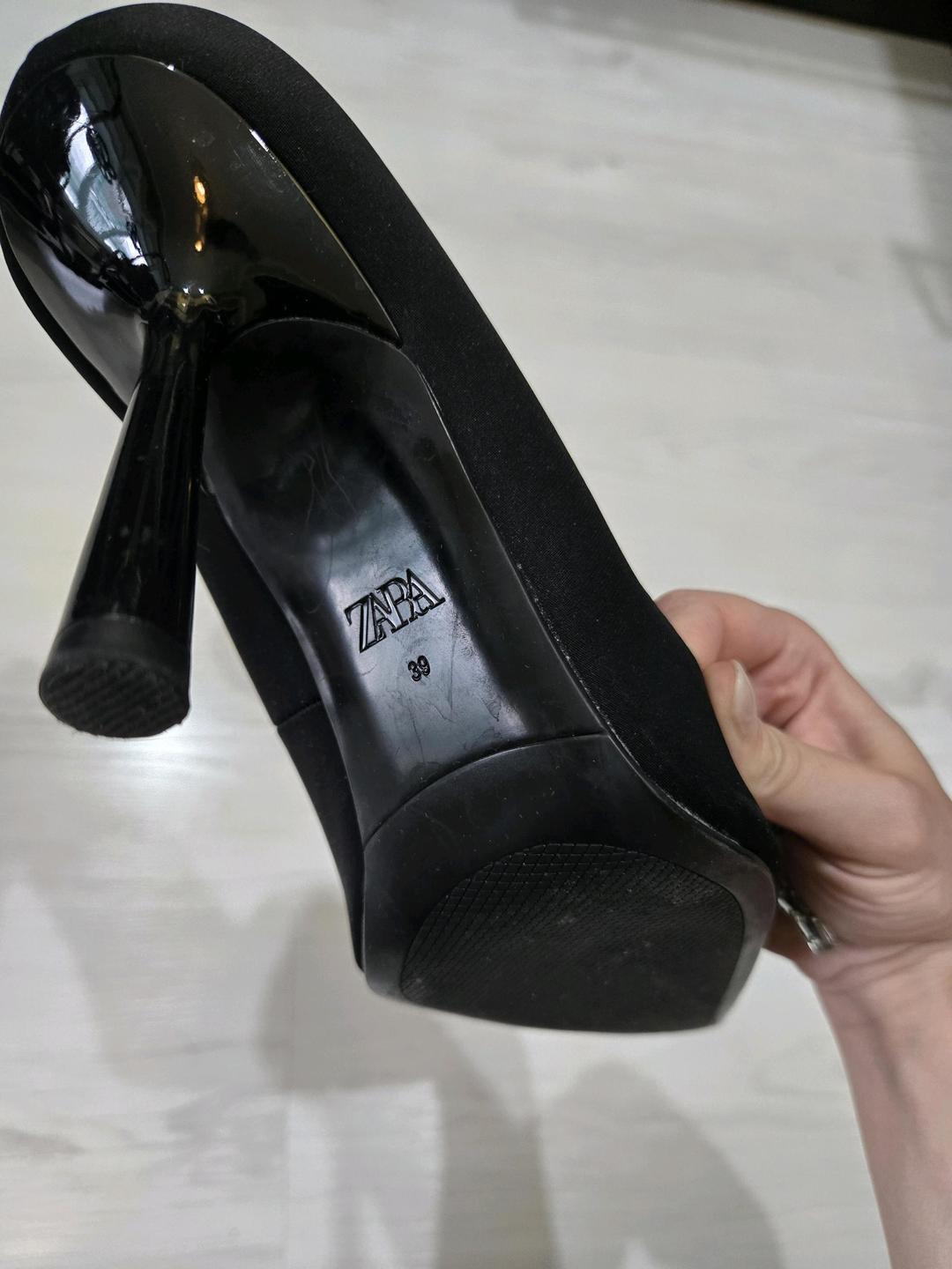 Zara Туфли чёрные с блестящим бантом — фото 2