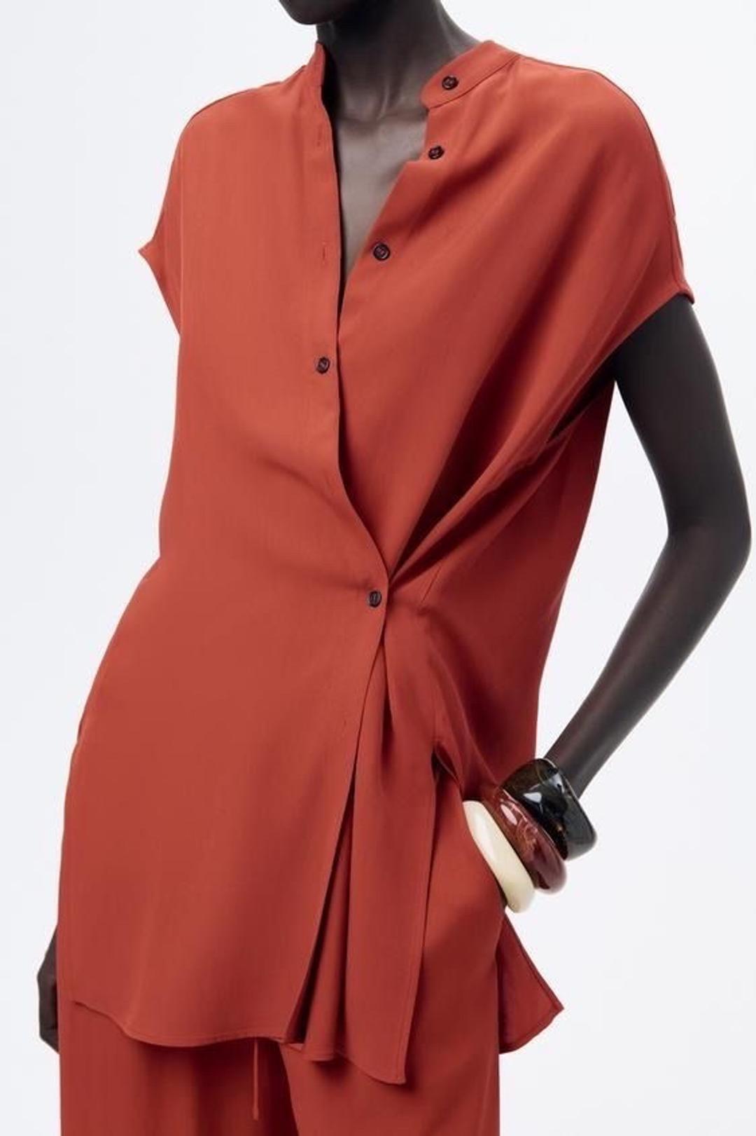 Zara РУБАШКА АСИММЕТРИЧНОГО КРОЯ ИЗ КОЛЛЕКЦИИ ZW — фото 2