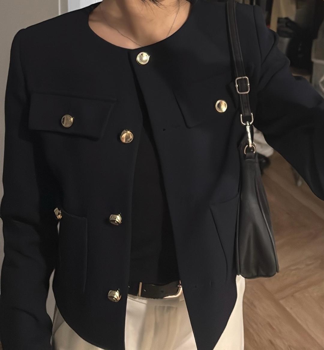 Zara Укороченный жакет Zara в стиле Celine (с золотыми пуговицами) — фото 2