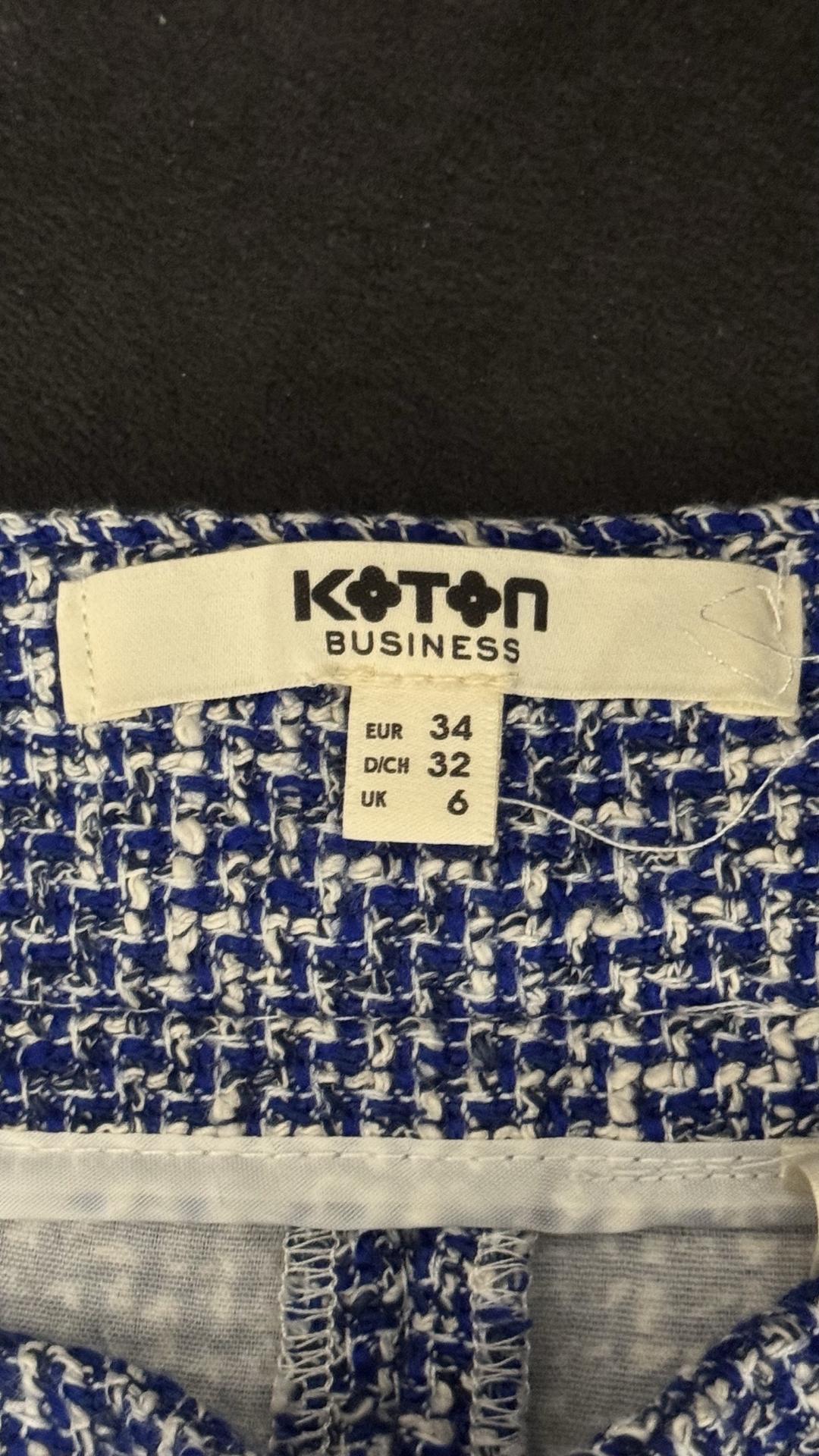 Koton Твидовая юбка прямая голубая белая трапеция Новая — фото 2