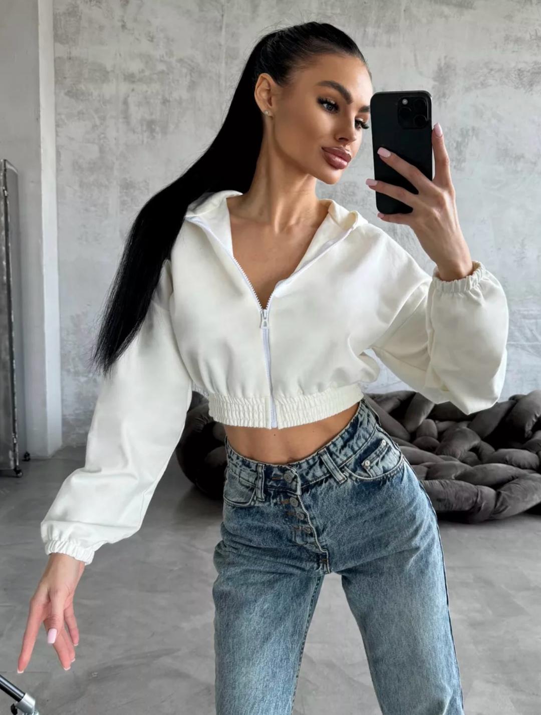 XTZY Streetwear Кофта укороченная на молнии — фото 2