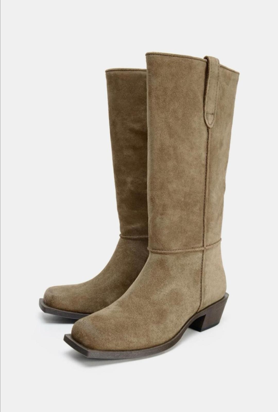 Zara Замшевые сапоги Zara — фото 2