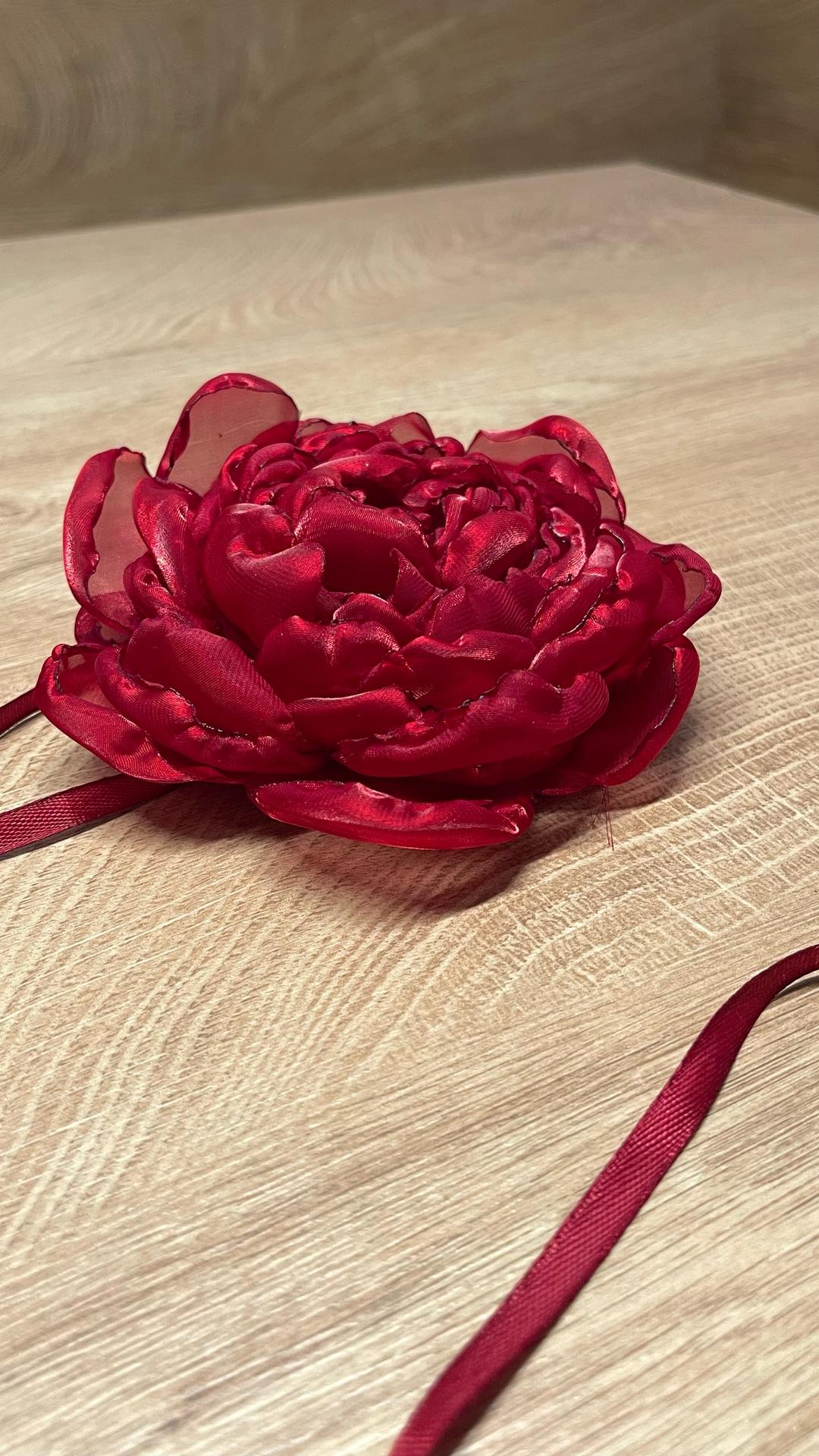 Handmade (ручная работа) Брошь-Роза из органзы — фото 2
