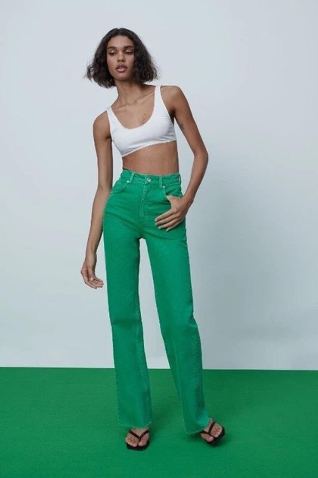 Zara зеленые джинсы Zara — фото 2