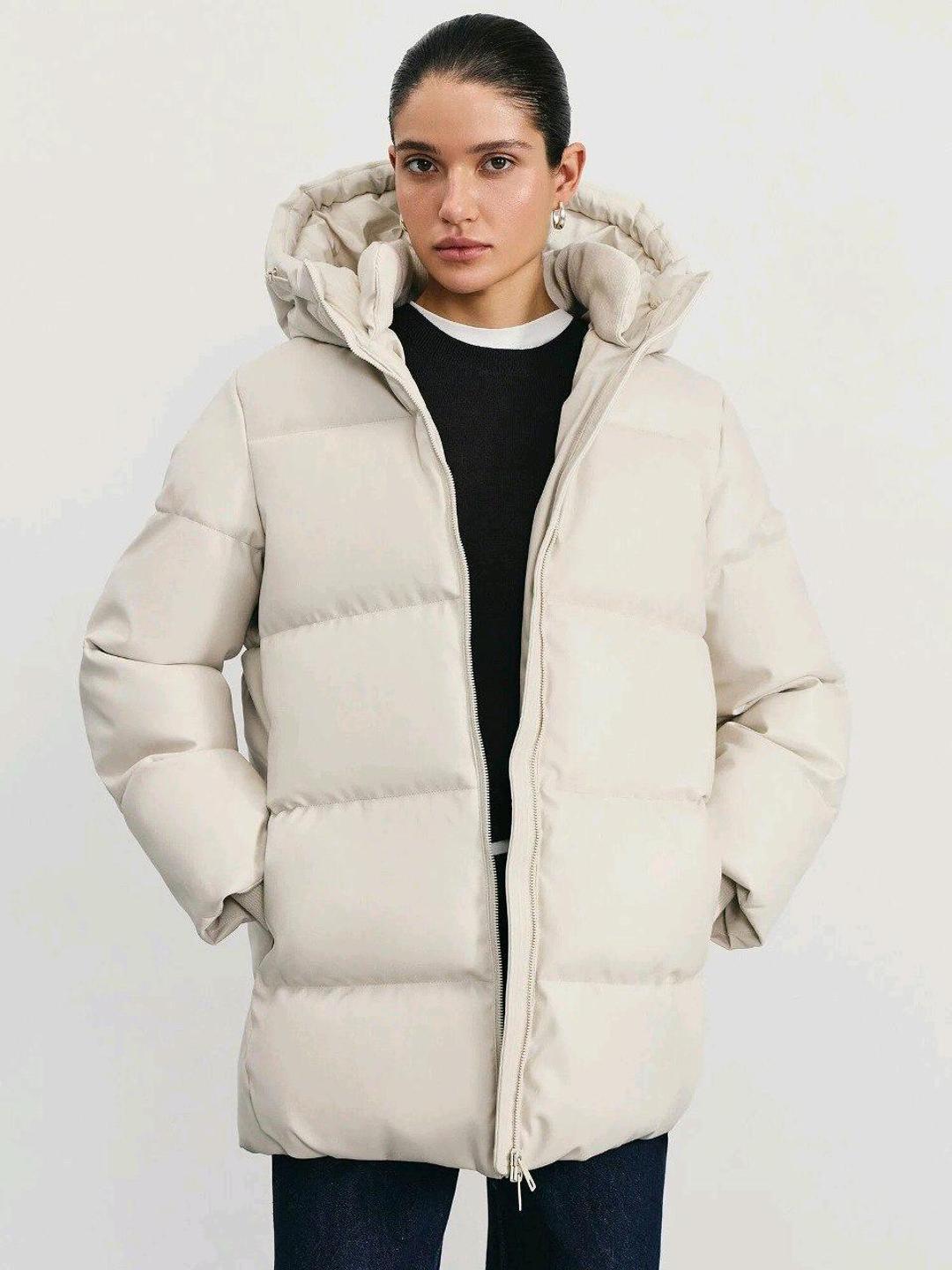 Zarina Новый пуховик кожаная куртка Zarina L 48-50 или оверсайз 46 с капюшоном — фото 2