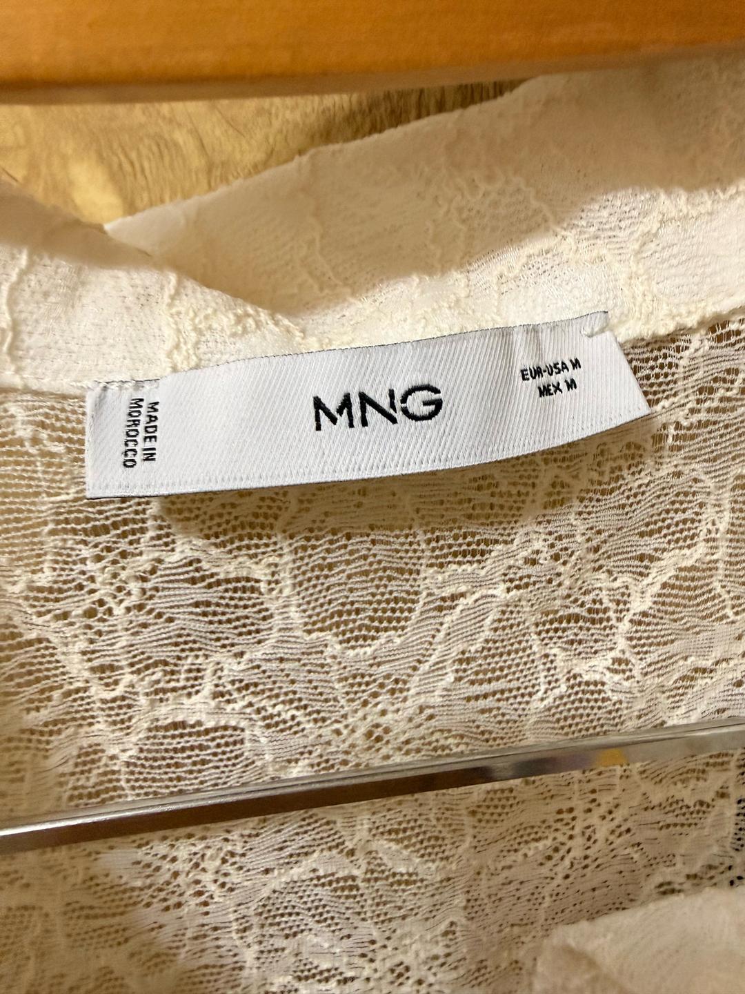 Mango Кружевная рубашка MNG (Mango) молочного цвета, размер M — фото 2