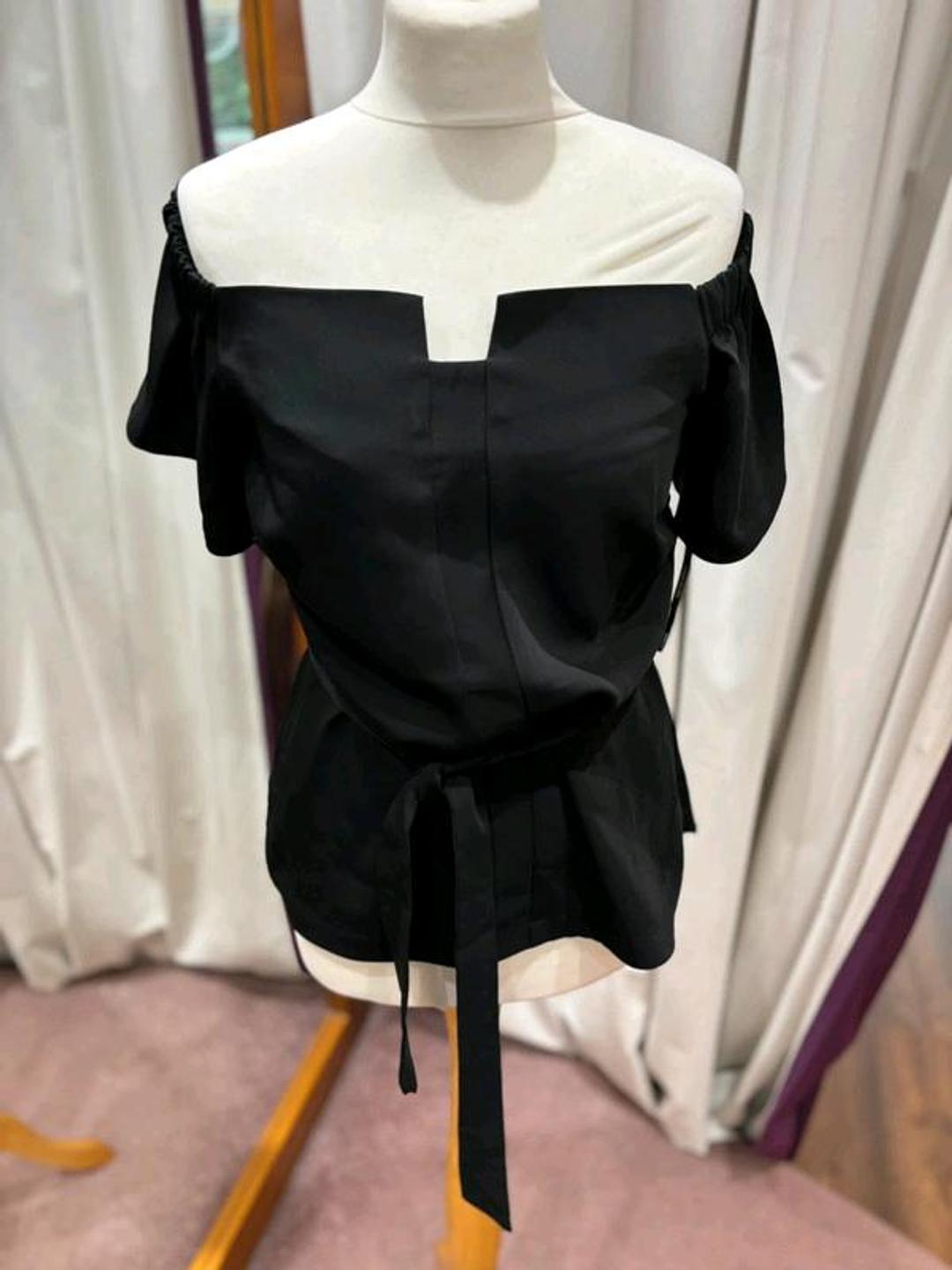 Karen Millen Блуза топ L 48 р Karen Millen бюст 94-95 см черная с поясом — фото 2