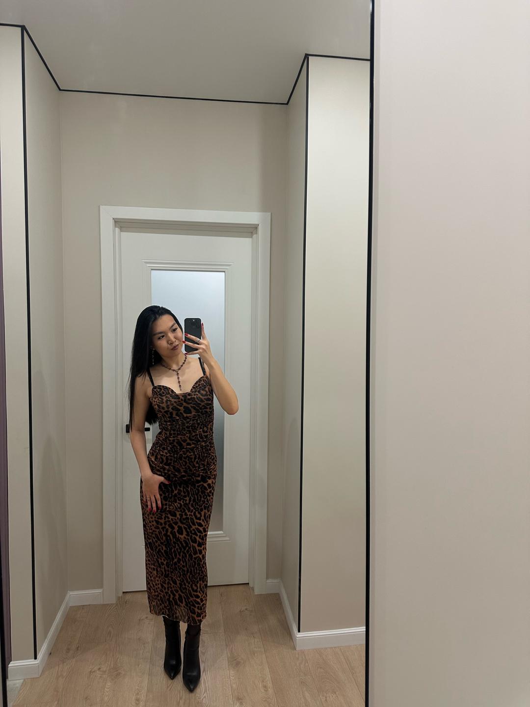 Zara Платье миди с леопардовым принтом — фото 2