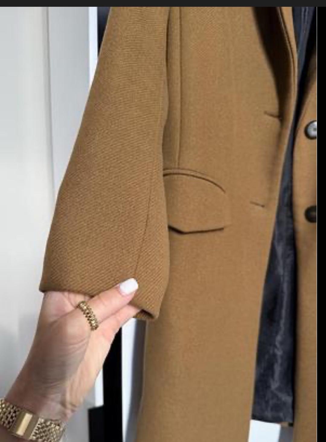 Zara Пальто классическое Zara, в цвете Camel — фото 2