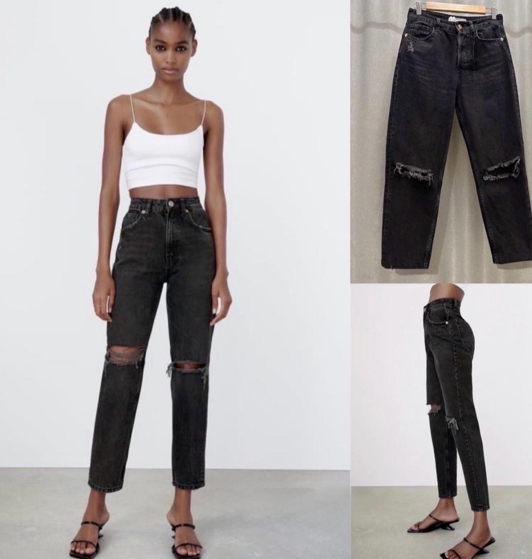 Zara Мом-джинсы Zara рваные — фото 2