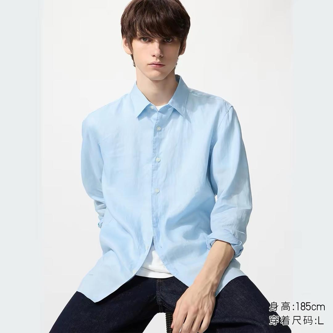 Uniqlo Мужская льняная рубашка UNIQLO — фото 2