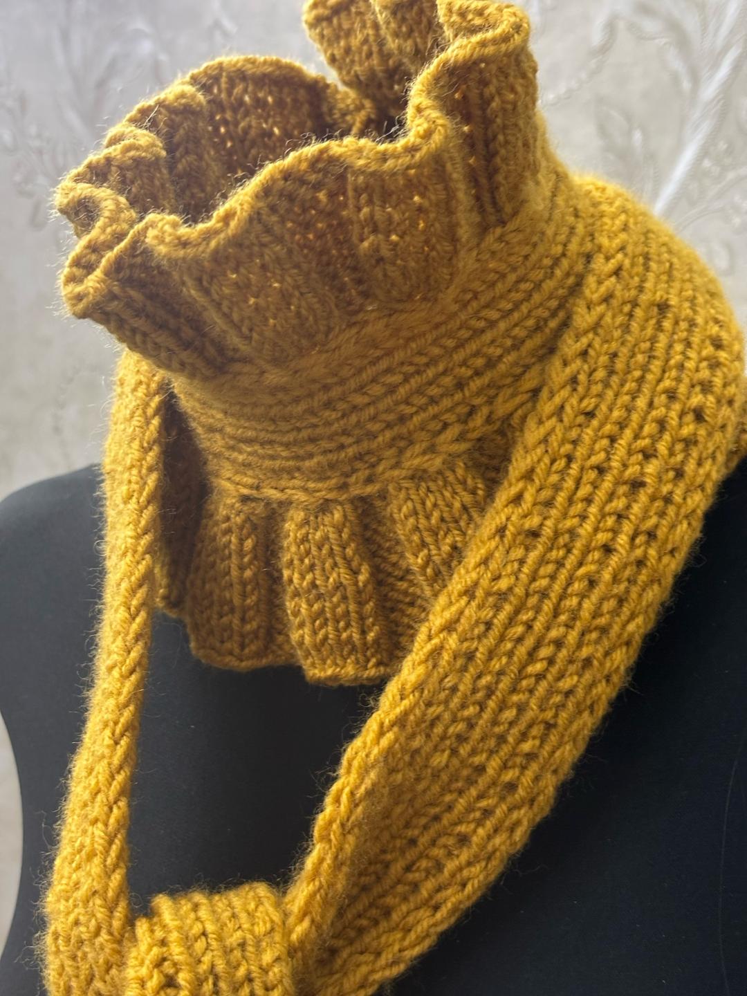 Handmade (ручная работа) Вязаный шарф с воротником — фото 2