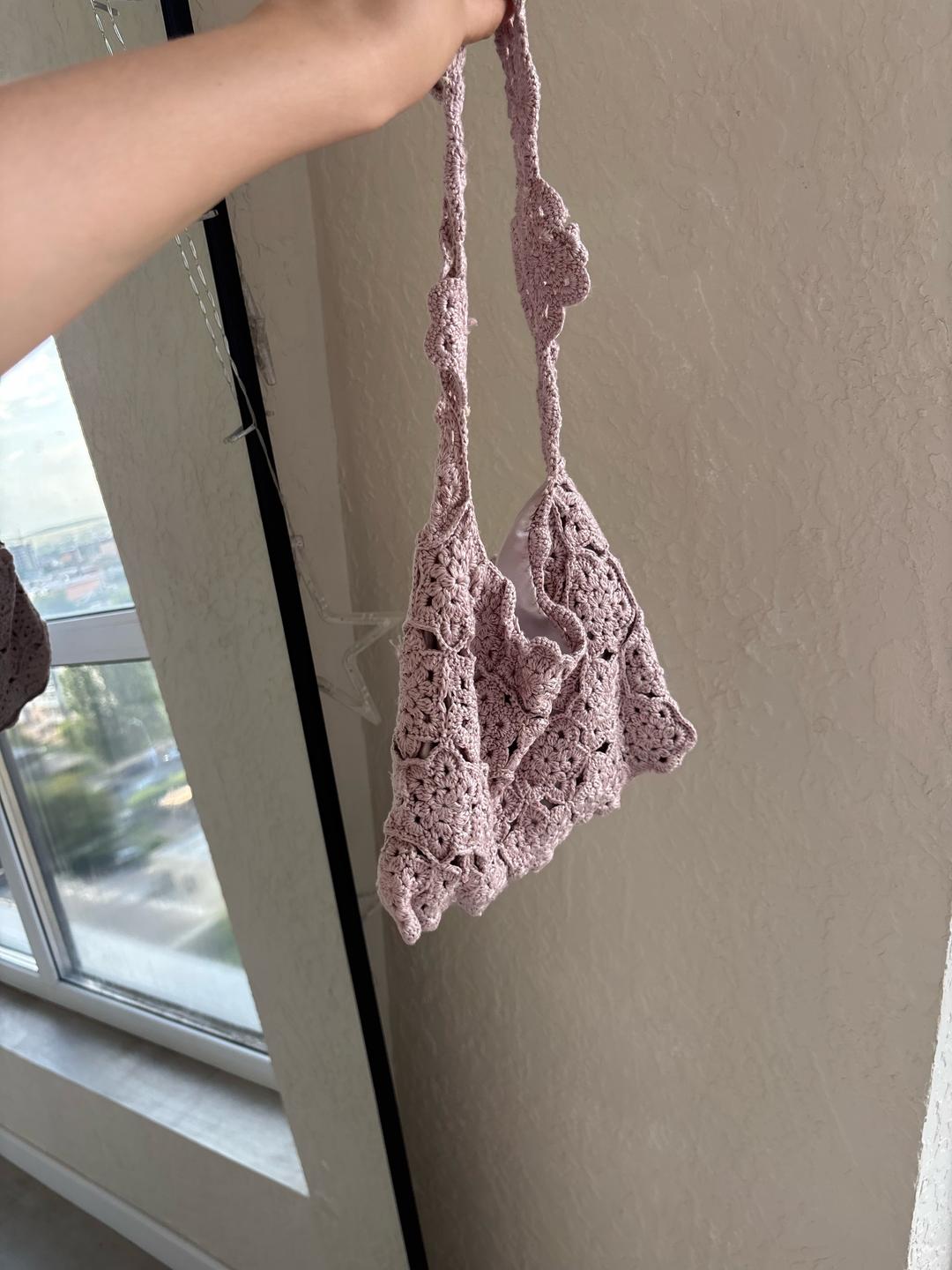 Handmade (ручная работа) Вязанная сумочка лилового цвета — фото 2