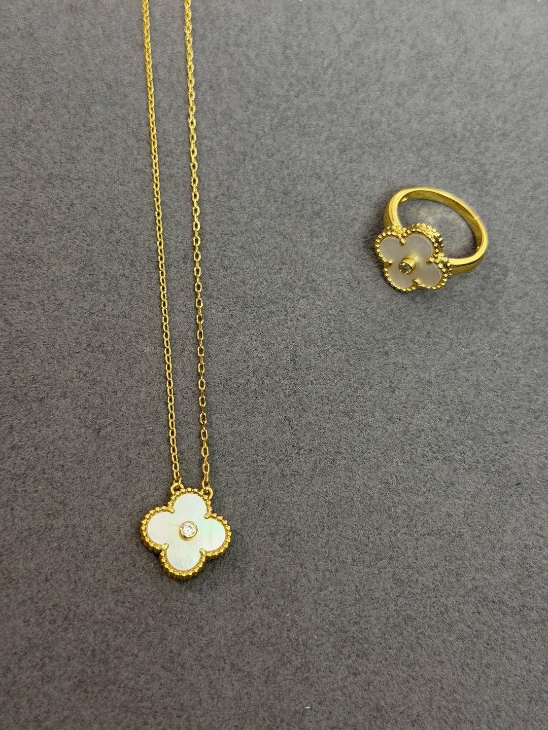 Van Cleef & Arpels Van Cleef белый перламутр цепочка кольцо набор — фото 2