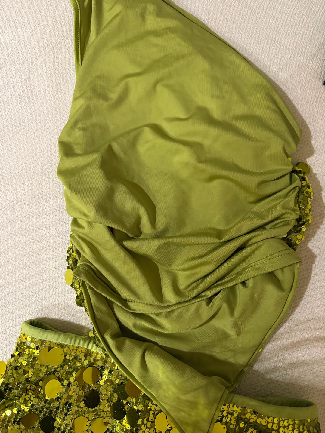 Нет бренда Двойка с пайетками на одно плечо — фото 2
