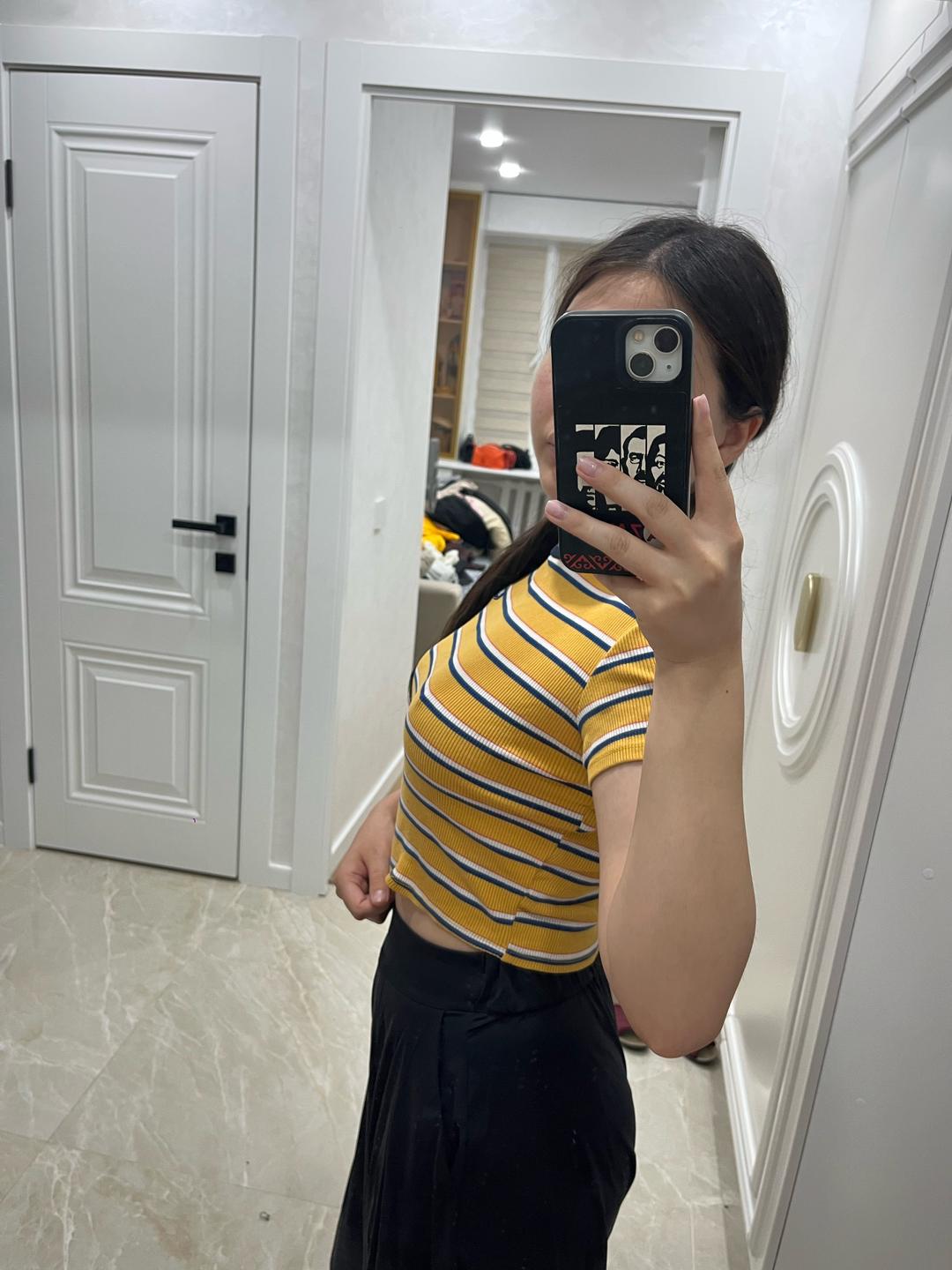 Bershka Футболка в полоску желтая — фото 2