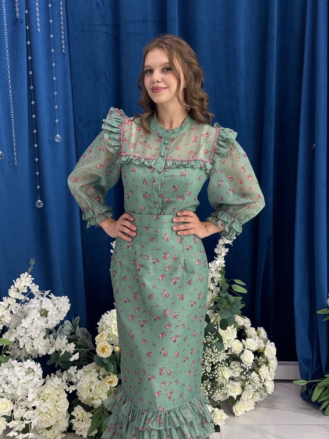 mididress Зеленая нарядная двойка, Турция — фото 2