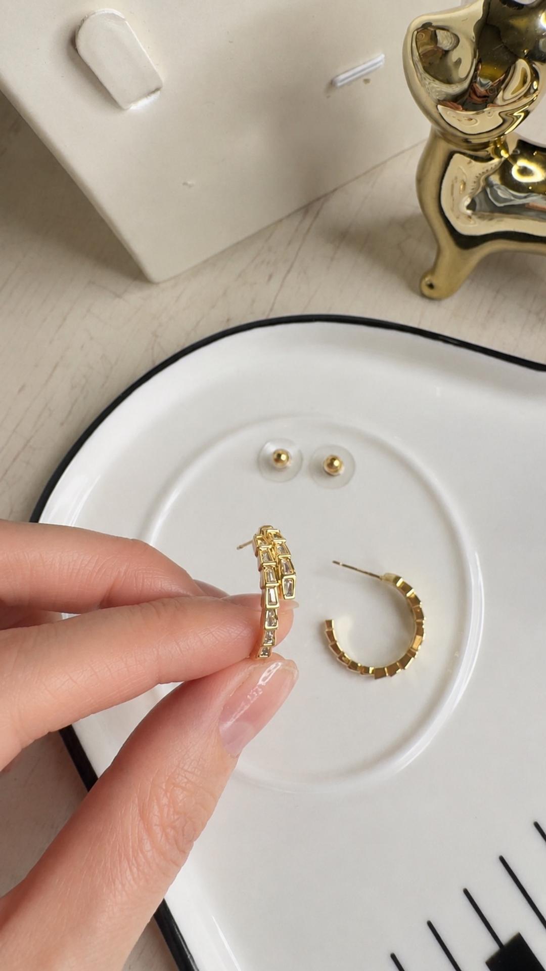 Нет бренда Серьги «Змеиное плетение» в стиле Bvlgari — фото 2