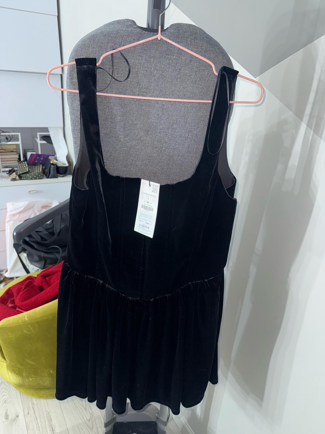 Zara Черное бархатное платье — фото 2