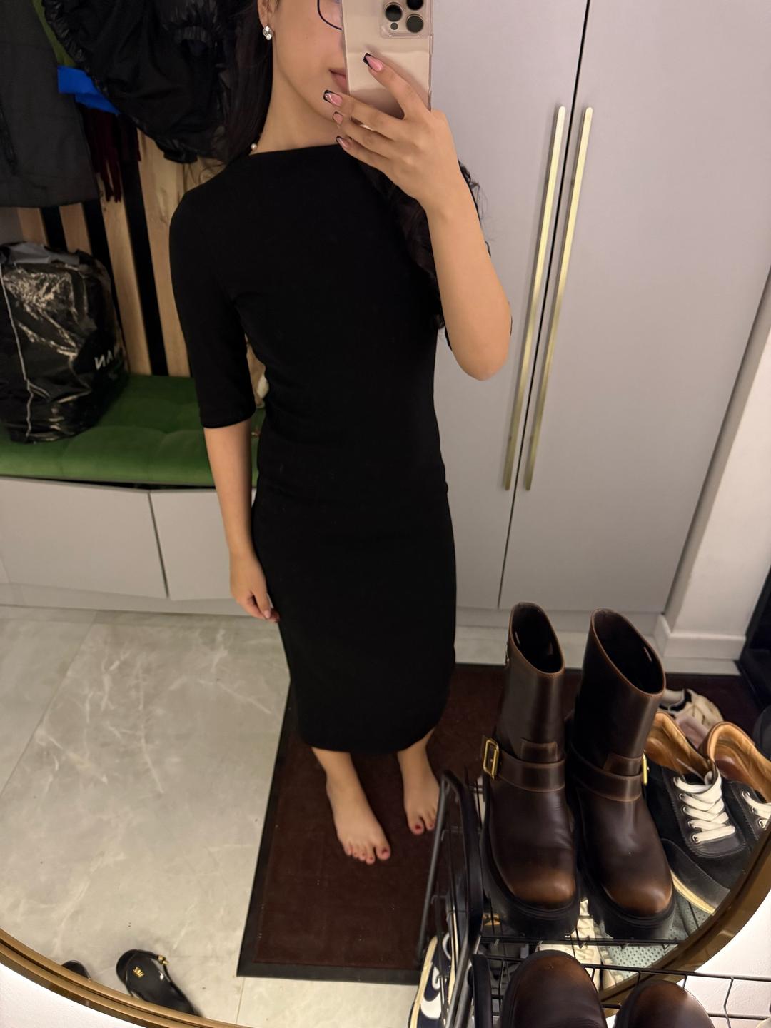 Zara Черное платье миди — фото 2