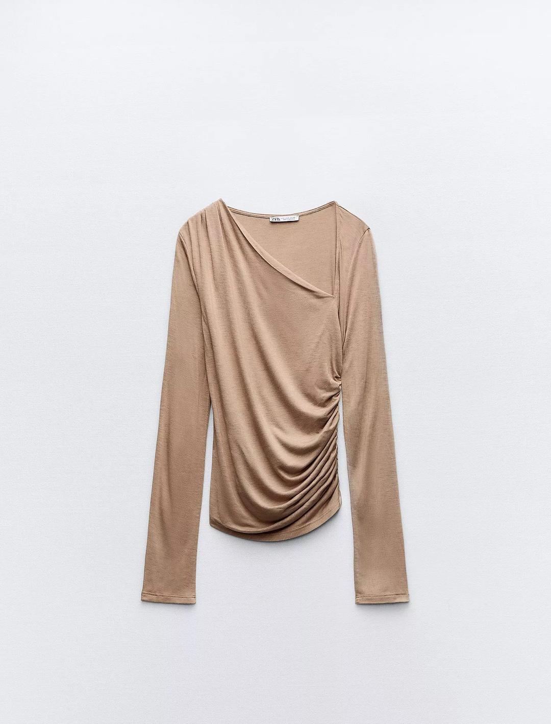 Zara Футболка со сборкой сбоку — фото 2