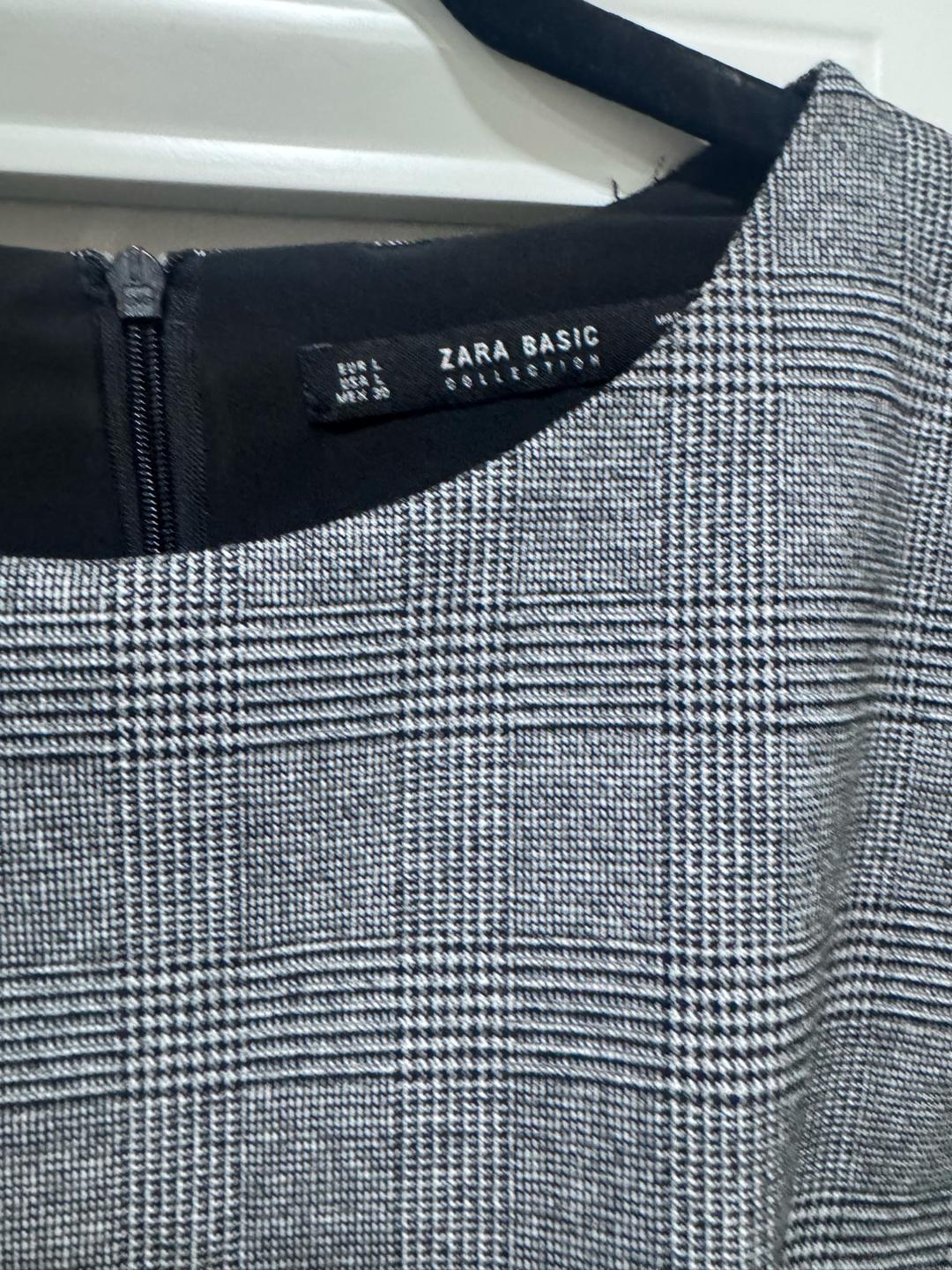 Zara Zara Basic платье в клетку с драпировкой спереди М — фото 2