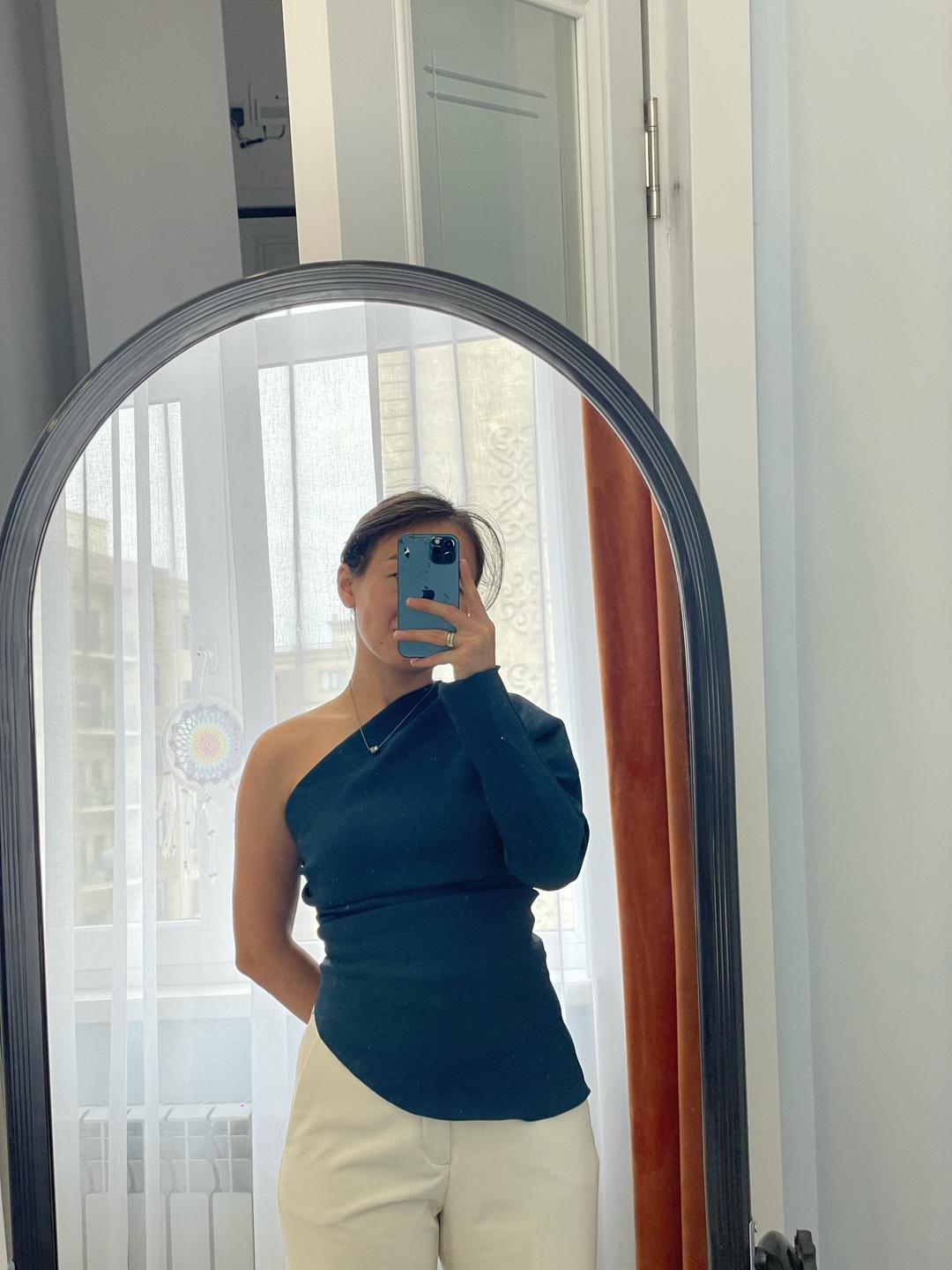 Zara Топ с длинным рукавом на одно плечо — фото 2