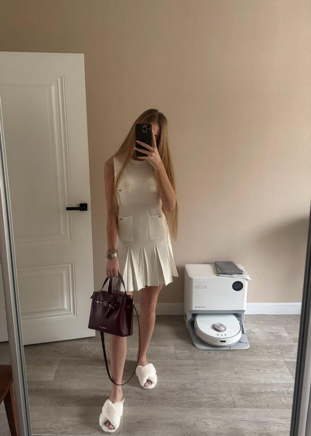 Zara Трикотажное платье с плиссированной юбкой — фото 2