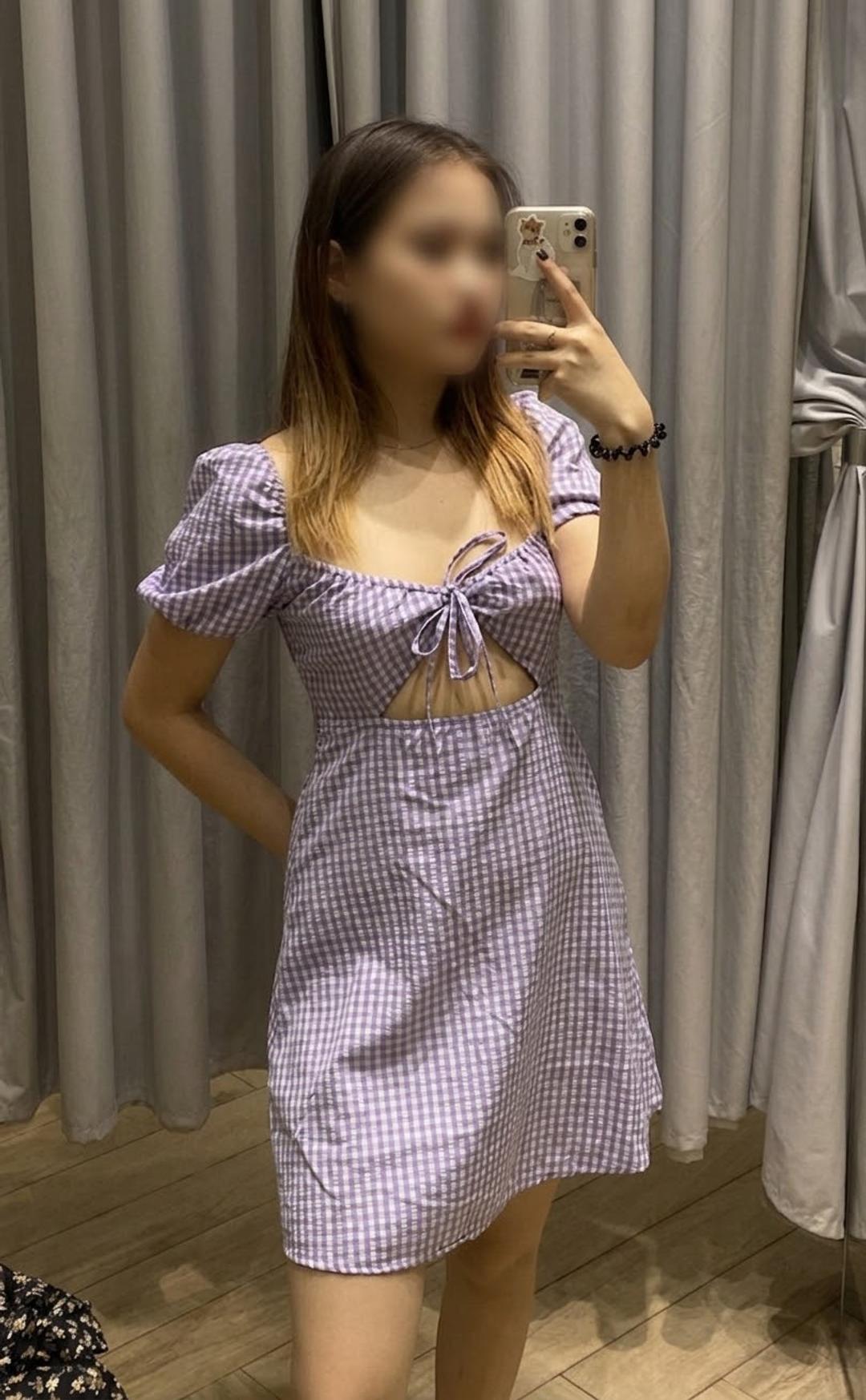 H&M Платье в клетку с вырезом — фото 2