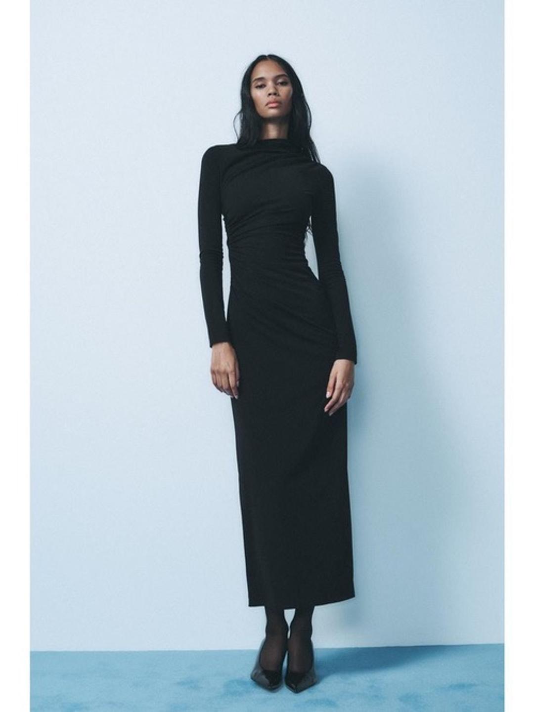 Zara Платье миди со сборкой — фото 2