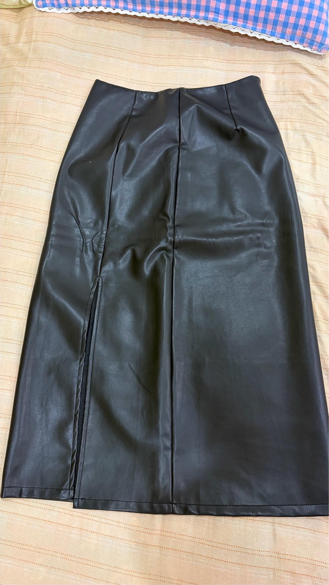 Нет бренда Юбка из экокожи миди черная — фото 2