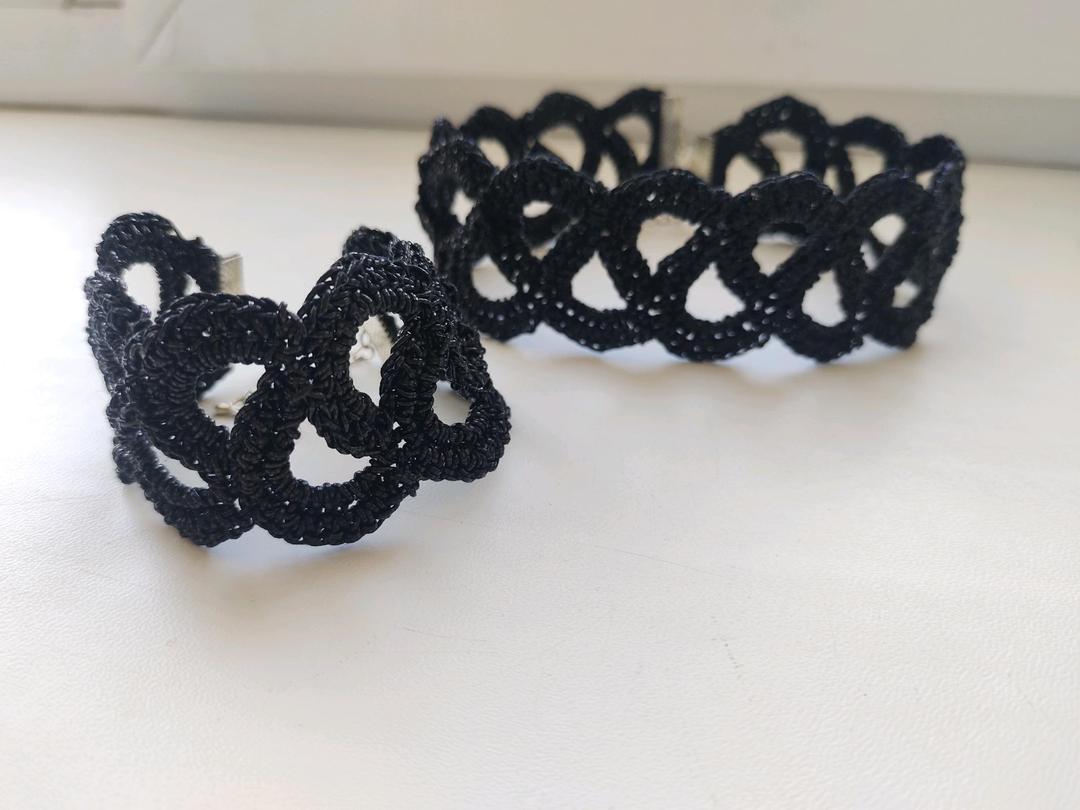 Handmade (ручная работа) Комплект: чокер + браслет 🖤 — фото 2