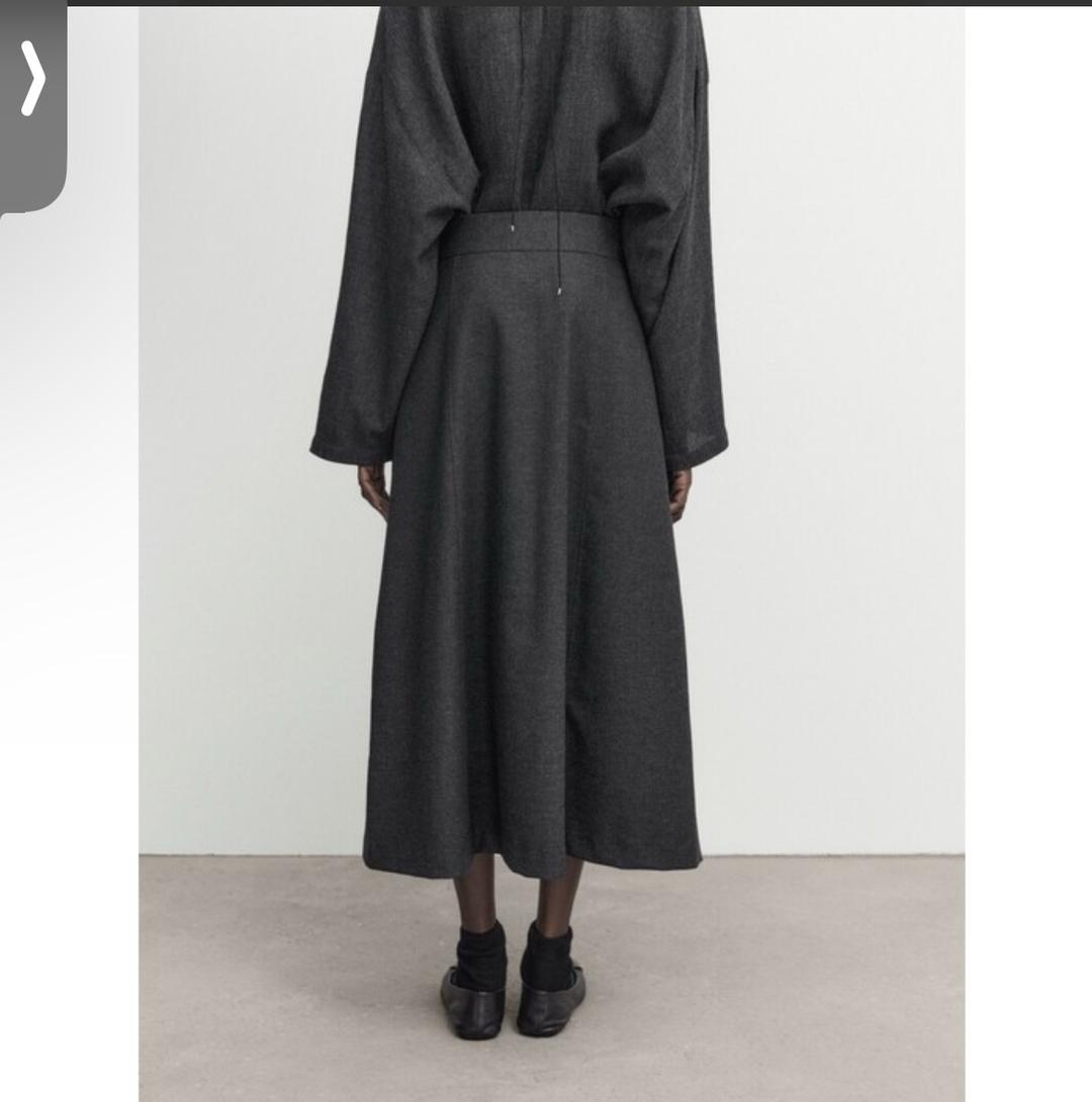 Massimo Dutti Серая юбка миди из смесовой шерсти — фото 2