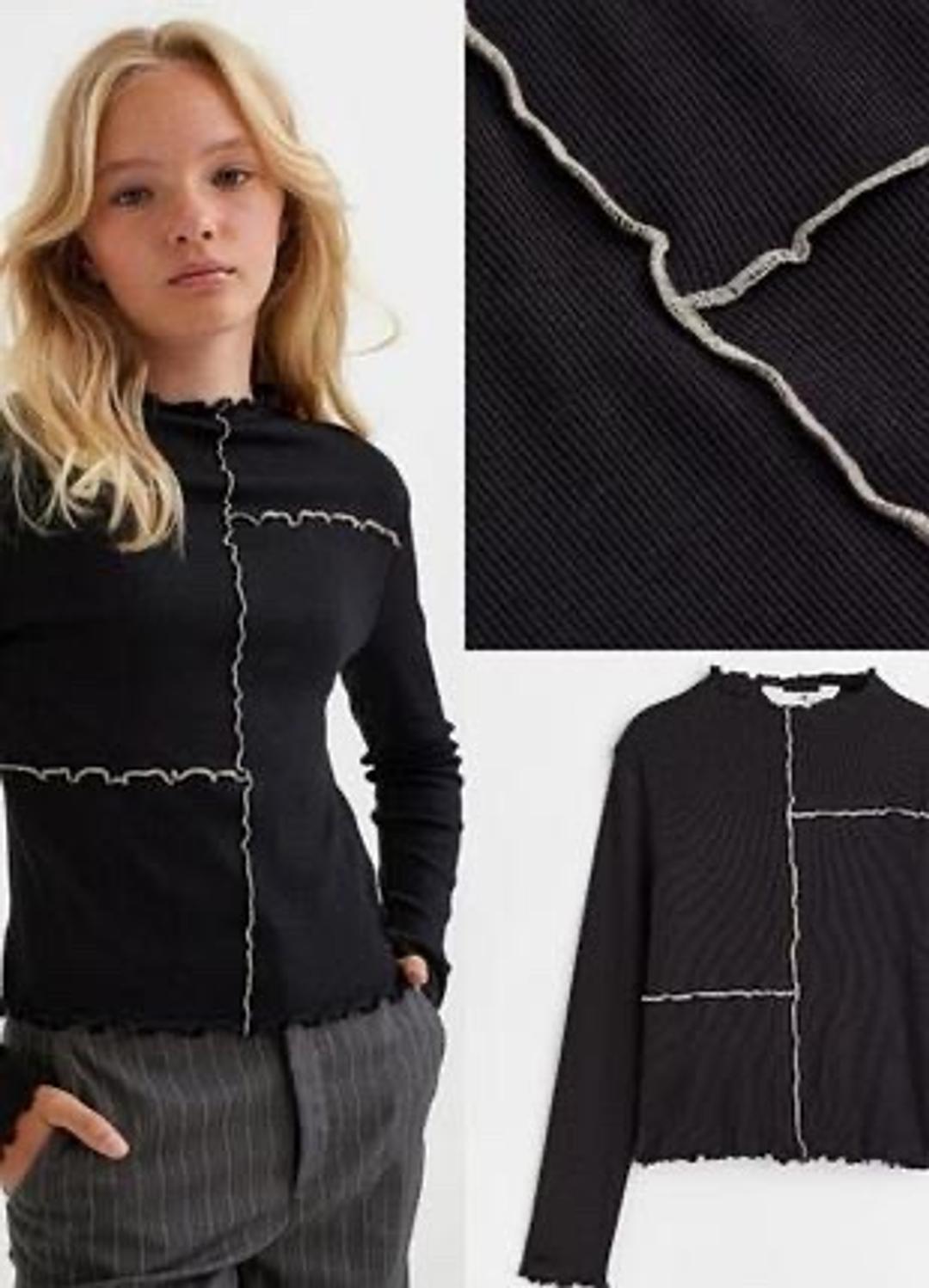 H&M Лонгслив черный H&M — фото 2