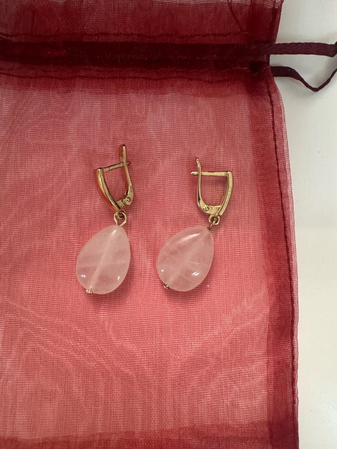 Miras Jewerly Бижутерия, серьги с розовым кварцем — фото 2