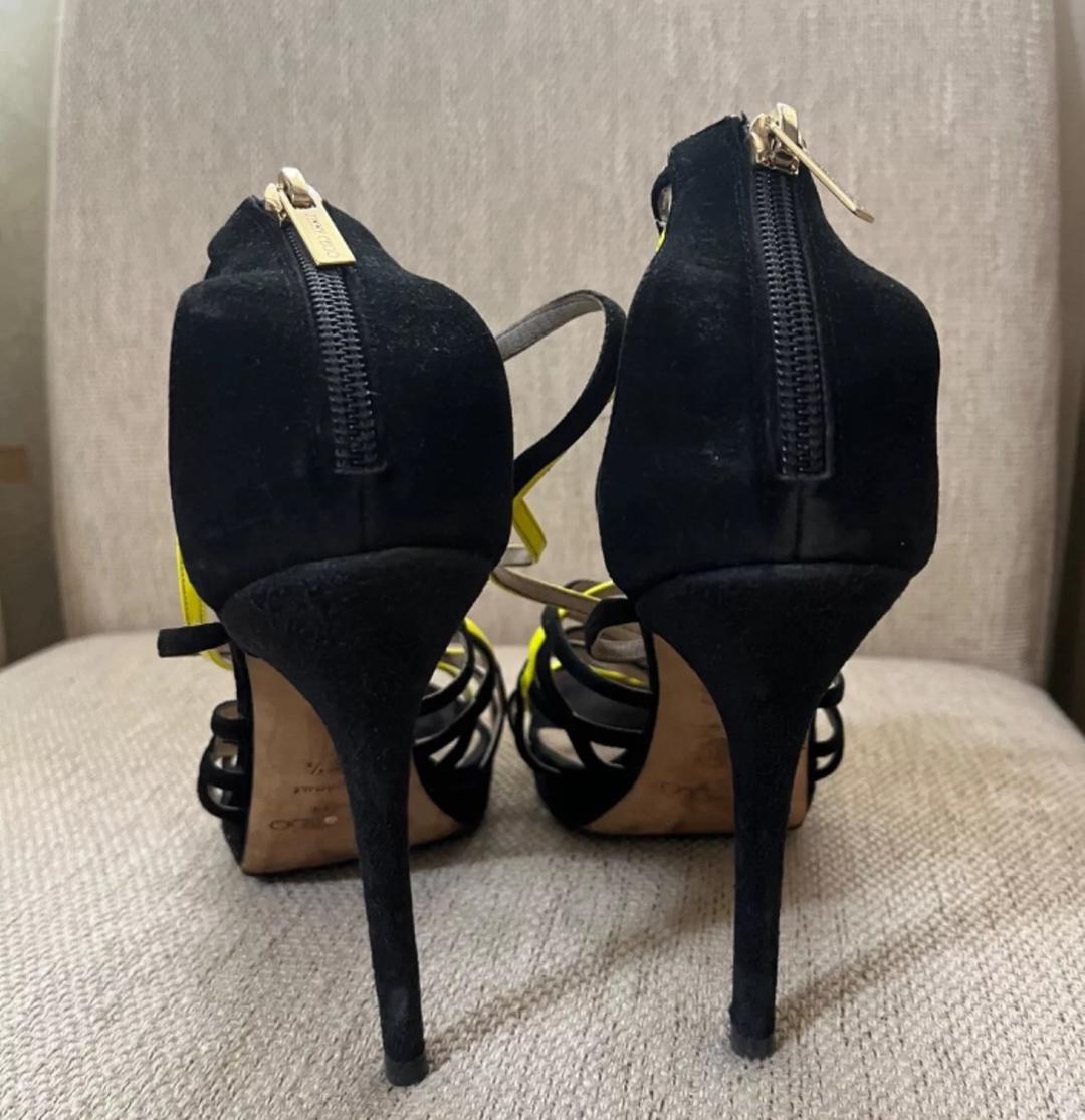 Jimmy Choo Босоножки на каблуке от Jimmy Choo черно-желтые — фото 2